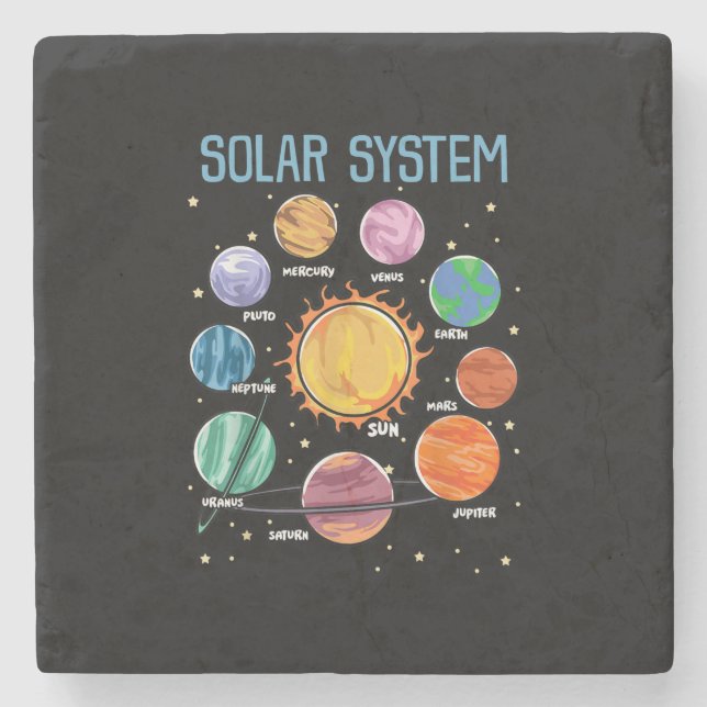 Solar System Planets Science Space Boys Girls STEM Stone Coaster (Front)