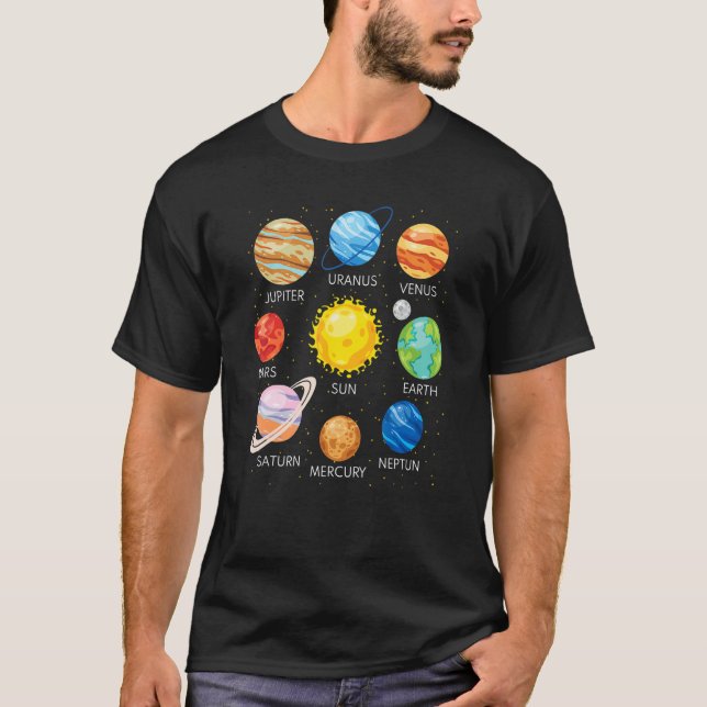 Solar System Planets Science Space Galaxy Universe T-Shirt (Front)