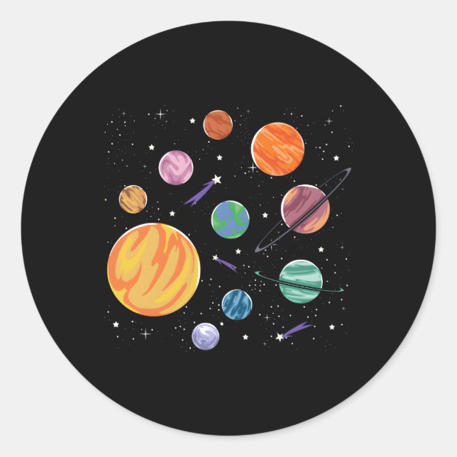 Solar System Planets Science Space Stem Classic Round Sticker (Front)