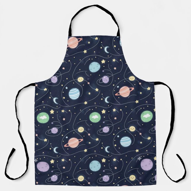 Solar System Planets Seamless Pattern Apron (Front)