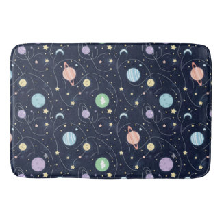 Solar System Planets Seamless Pattern Bath Mat