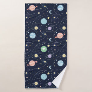 Solar System Planets Seamless Pattern Bath Towel
