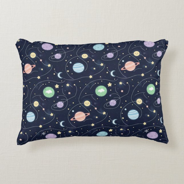 Solar System Planets Seamless Pattern Decorative Cushion (Front)