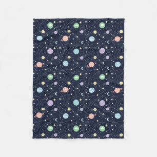 Solar System Planets Seamless Pattern Fleece Blanket