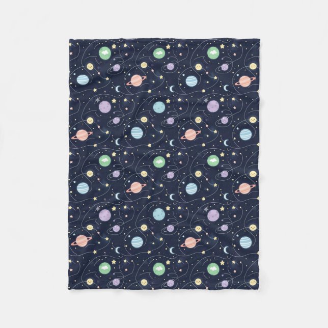 Solar System Planets Seamless Pattern Fleece Blanket (Front)