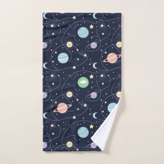 Solar System Planets Seamless Pattern Hand Towel (Hand Towel)