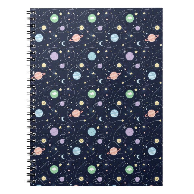 Solar System Planets Seamless Pattern Notebook (Front)
