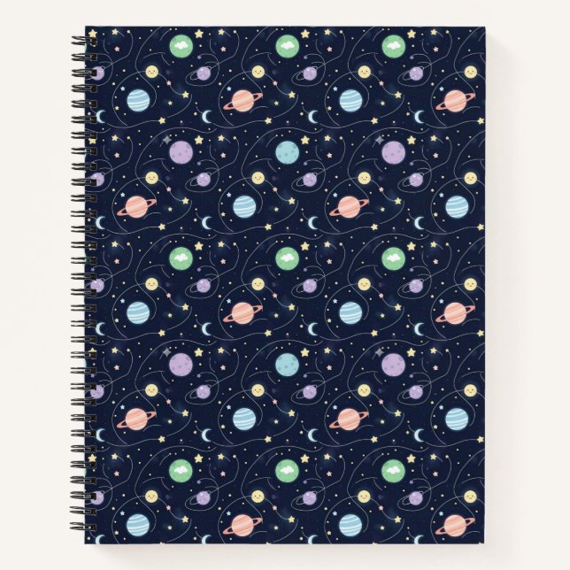 Solar System Planets Seamless Pattern Notebook (Front)