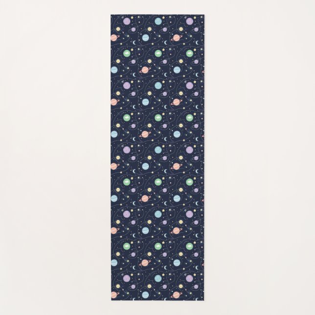 Solar System Planets Seamless Pattern Yoga Mat (Front)