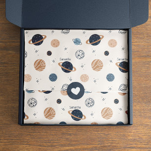 Solar System Planets Sketch Pattern Decoupage Tissue Paper