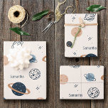 Solar System Planets Sketch Pattern Wrapping Paper Sheet<br><div class="desc">Love space? This wrapping paper sheet set adds a great custom touch to your gift. The pattern has drawings of planets Mercury, Venus, Earth, Mars, Jupiter, Saturn, Uranus, and Neptune, as well as a drawing of the moon. The drawings are sketched in boho style and the colours are in shades...</div>