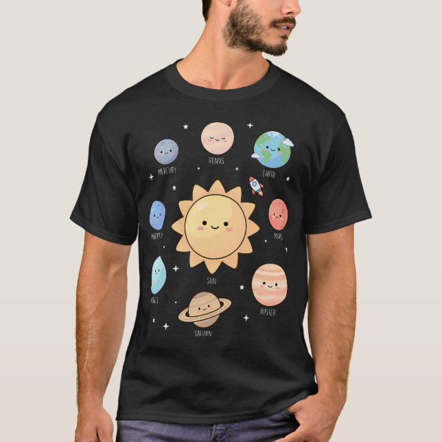 Solar System Planets Space Science Astronomy T-Shirt (Front)