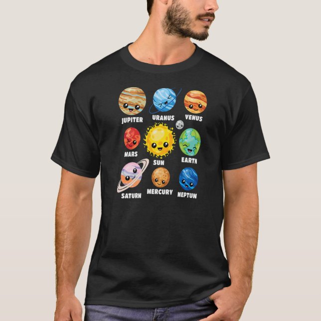 Solar System Planets Space Science Planet Universe T-Shirt (Front)