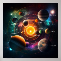 Solar System Planets Sun Jupiter Illustration 