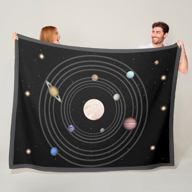 Solar System "Real Colour Star" Fleece Blanket (In Situ)