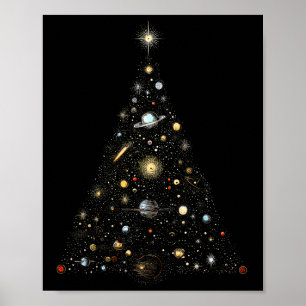 Solar System Space Planets Christmas Tree Lights P Poster