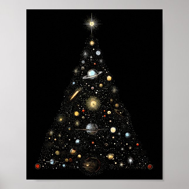 Solar System Space Planets Christmas Tree Lights P Poster (Front)