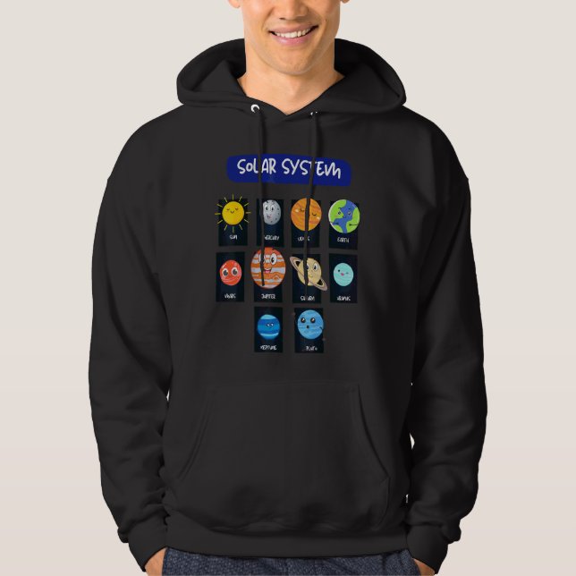 Solar System Space Planets For Stem Kids Boys Girl Hoodie (Front)