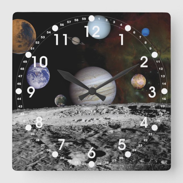 Solar System Square Wall Clock (Front)