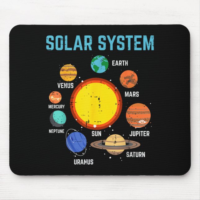 Solar System Sun Planets Galaxy Astronomy Men Wome Mouse Pad (Front)