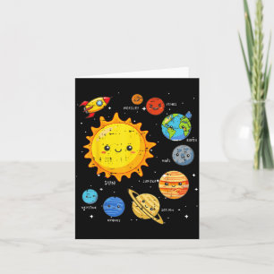 Solar System Sun Planets Rocket Space Galaxy Kids  Card