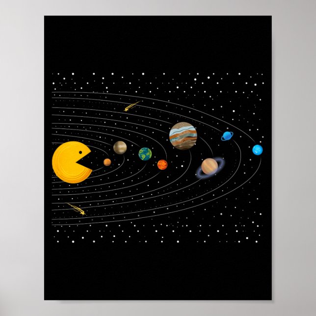 Solar System Video Game Funny Graphic s Planet Poster (Front)