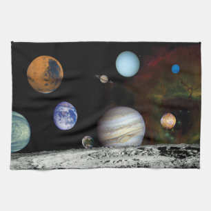 Solar System Voyager Images Montage Space Photos Tea Towel