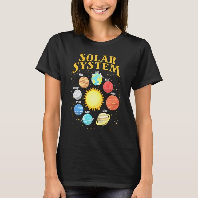 Solar System With Planets Science Space Planet 1 T-Shirt (Front)