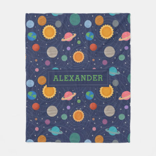 Solar System with Sun and Planets Personalised Fleece Blanket