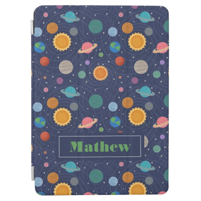 Solar System with Sun and Planets Personalised iPad Air Cover (Front)