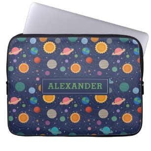 Solar System with Sun and Planets Personalised Laptop Sleeve