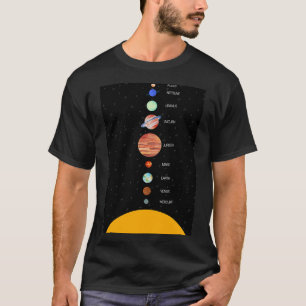 Solar System with the writing of the names of the  T-Shirt