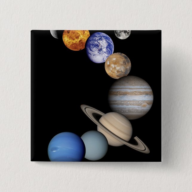 Solar Sytem Montage 15 Cm Square Badge (Front)