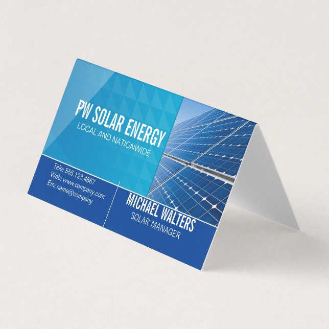Solar Tech House Power Logo | Energy Business Card (Front)