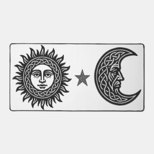 Solar Visage Sigil – Black Sun Emblem Desk Mat
