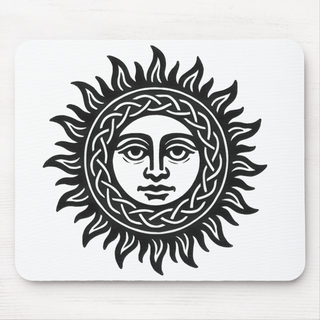 Solar Visage Sigil – Black Sun Emblem Mouse Pad (Front)