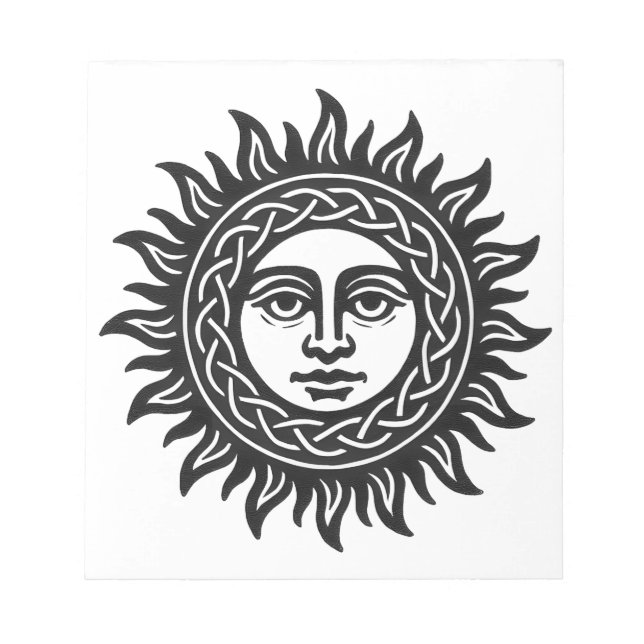 Solar Visage Sigil – Black Sun Emblem Notepad (Front)