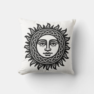 Solar Visage Sigil – Black Sun Emblem Tee Cushion