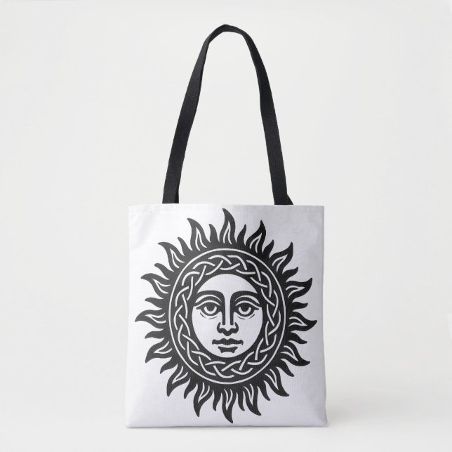 Solar Visage Sigil – Black Sun Emblem Tote Bag (Front)