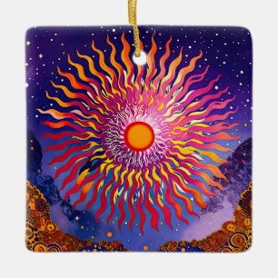 “Solar Whispers in the Sky” The Sun Ceramic Ornament