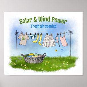 Solar & Wind Power poster Promote energy saving 