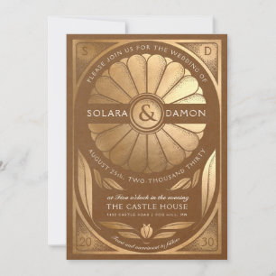 SOLARA III - Floral Faux Gold Wedding Invitation