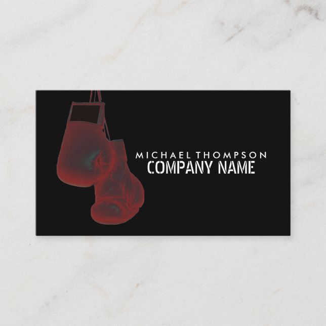 Solarised Boxing Gloves, Boxer, Boxing Trainer Business Card (Front)