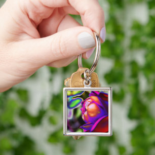 Solarised Rose by Shirley Taylor Key Ring