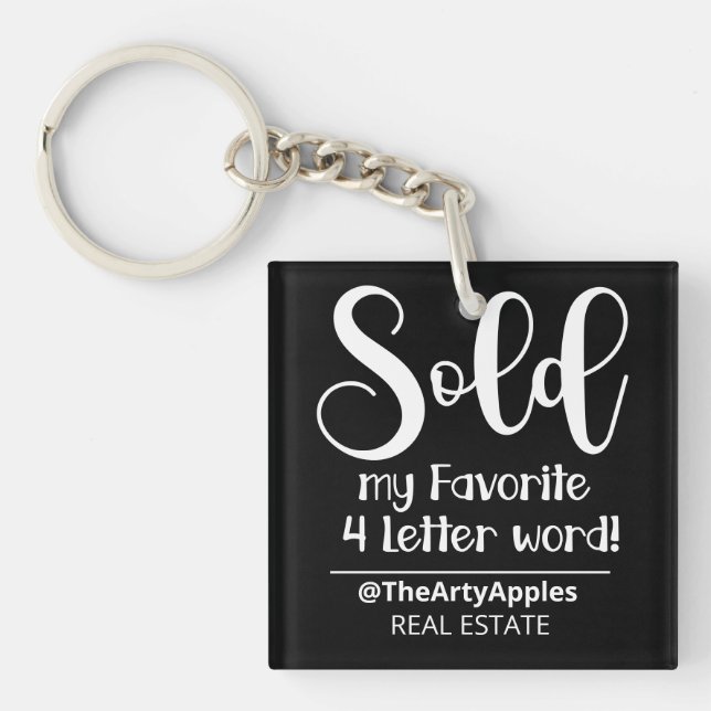 sold my favourite 4 letter word real estate agent  key ring (Front)