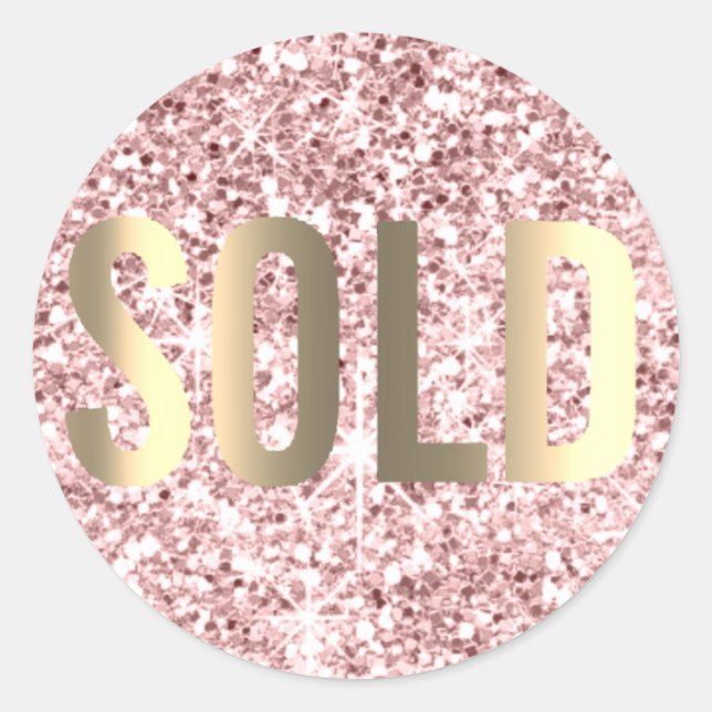 Sold Out Glitter Blush Faux Gold Pink Estate Agent Classic Round Sticker (Front)
