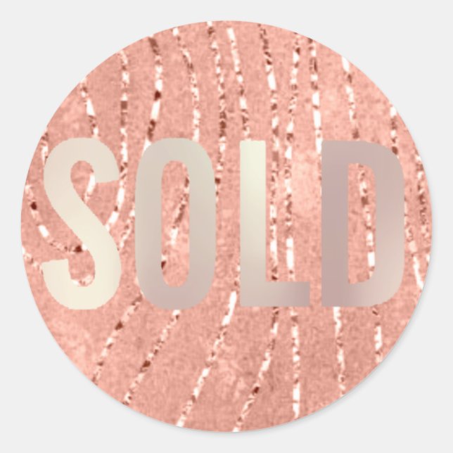 Sold Out Glitter Peach Pink Real Estate Agent Classic Round Sticker (Front)