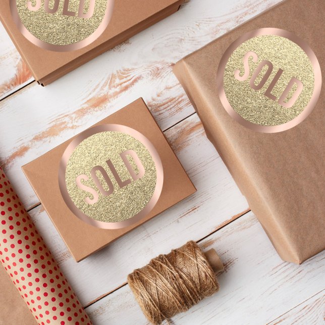 Sold Out Glitter Rose Gold Real Estate Agent Metal Classic Round Sticker (Creator Uploaded)