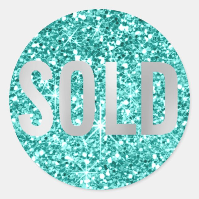 Sold Out Glitter Silver Grey  Real Estate Agent Classic Round Sticker (Front)