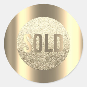 Sold Out Gold Faux Metallic Real Estate Agent Classic Round Sticker